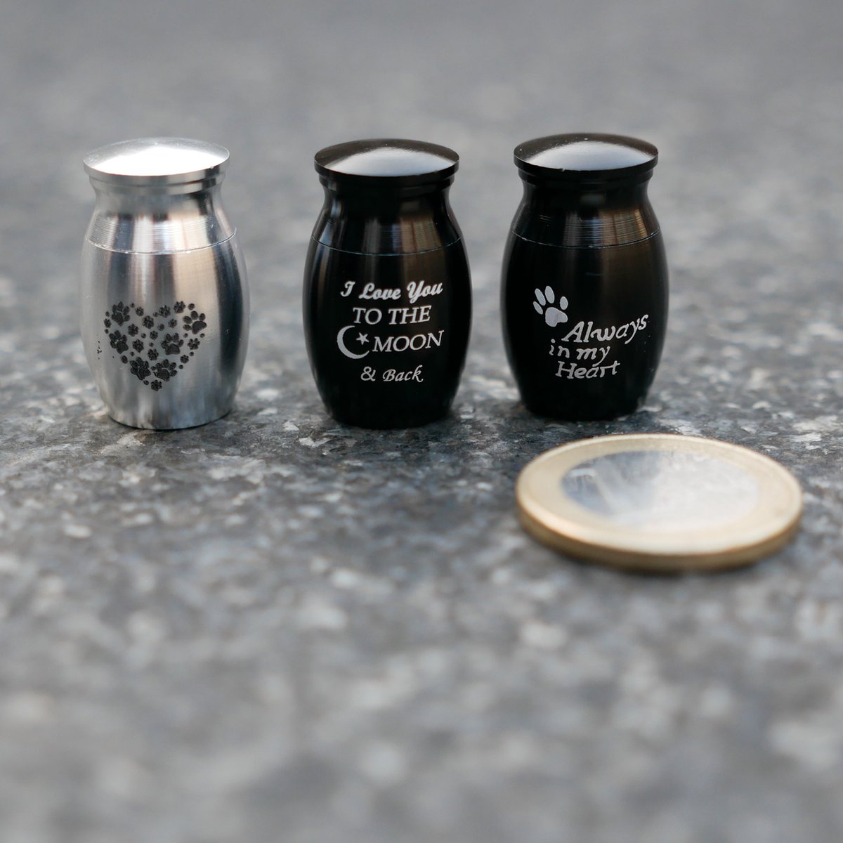 Mini urn - Black - With text 'always' - Urn dog - Urn cat - Urn for ashes - (Urn)