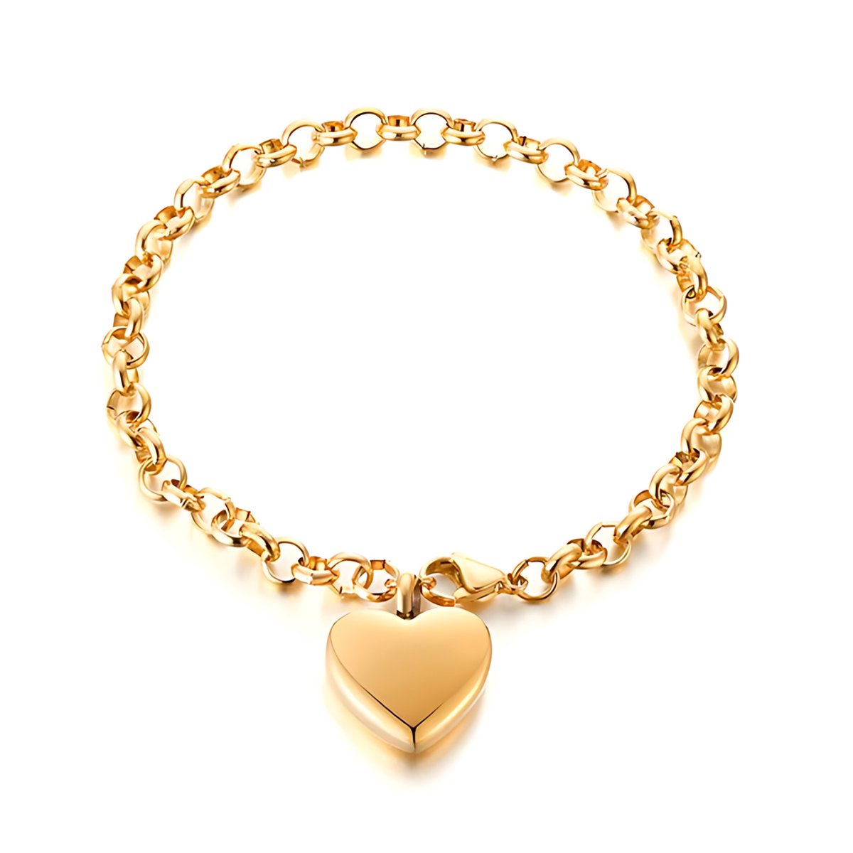 Bracelet with ash pendant - Urn - Gold - Heart - Mini urn - Engravable