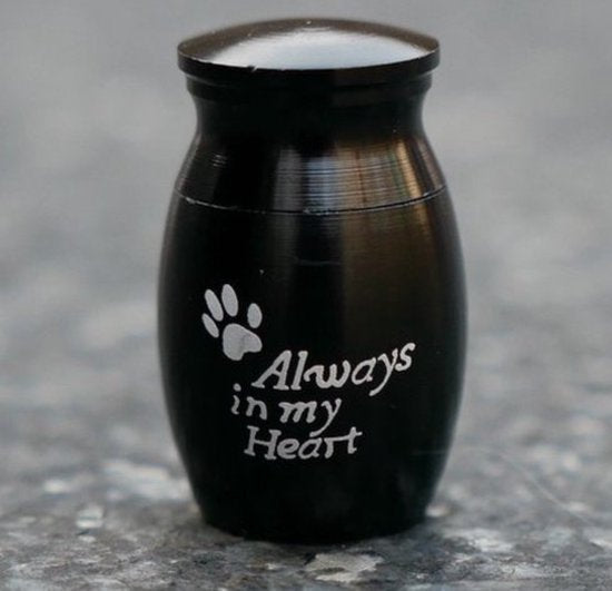 Mini urn - Black - With text 'always' - Urn dog - Urn cat - Urn for ashes - (Urn)