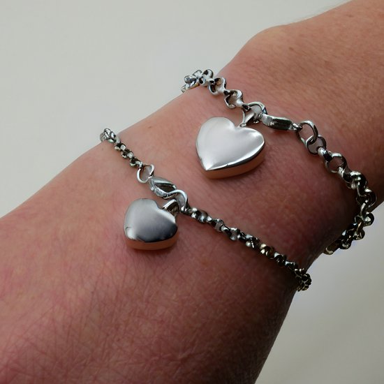 Armband mit Ascheanhänger - Urne - Silber - Herz - Mini-Urne - Gravierbar