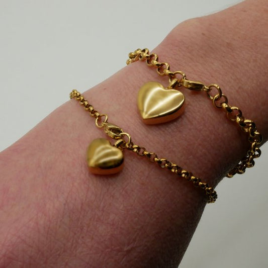 Armband mit Ascheanhänger - Urne - Gold - Herz - Mini-Urne - Gravierbar