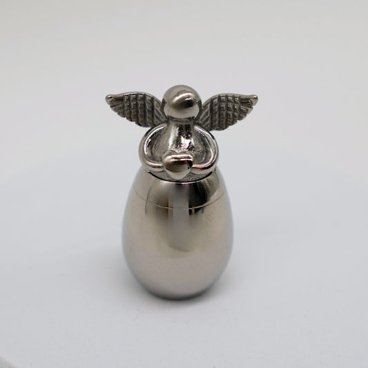 Mini urn - Silver - Angel - Urn for ashes - Small (Urn)